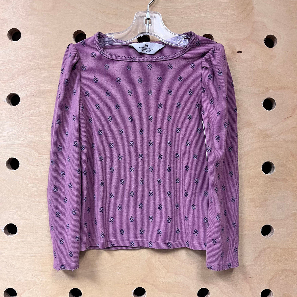 Purple Floral Ribbed Long Sleeve