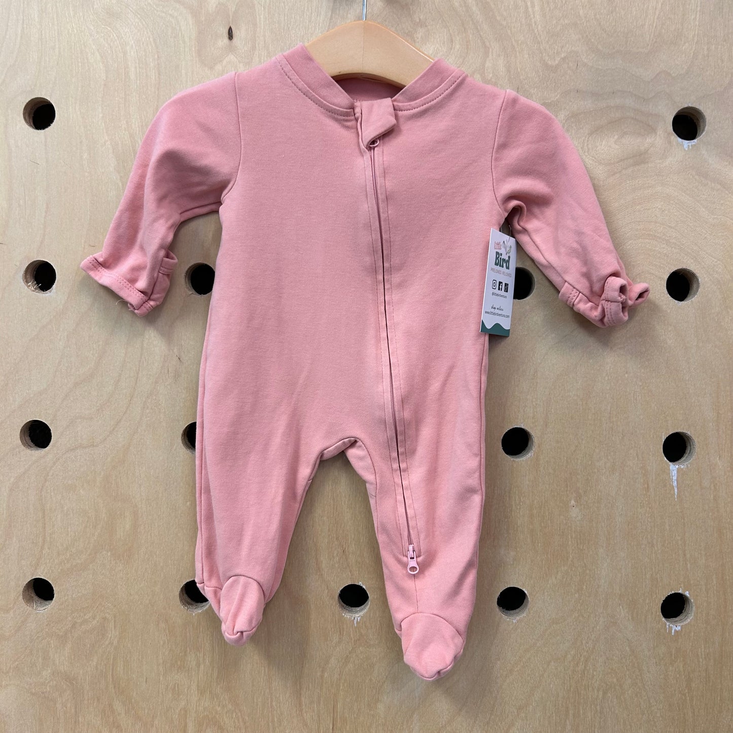 Organic Pink Zip Footies