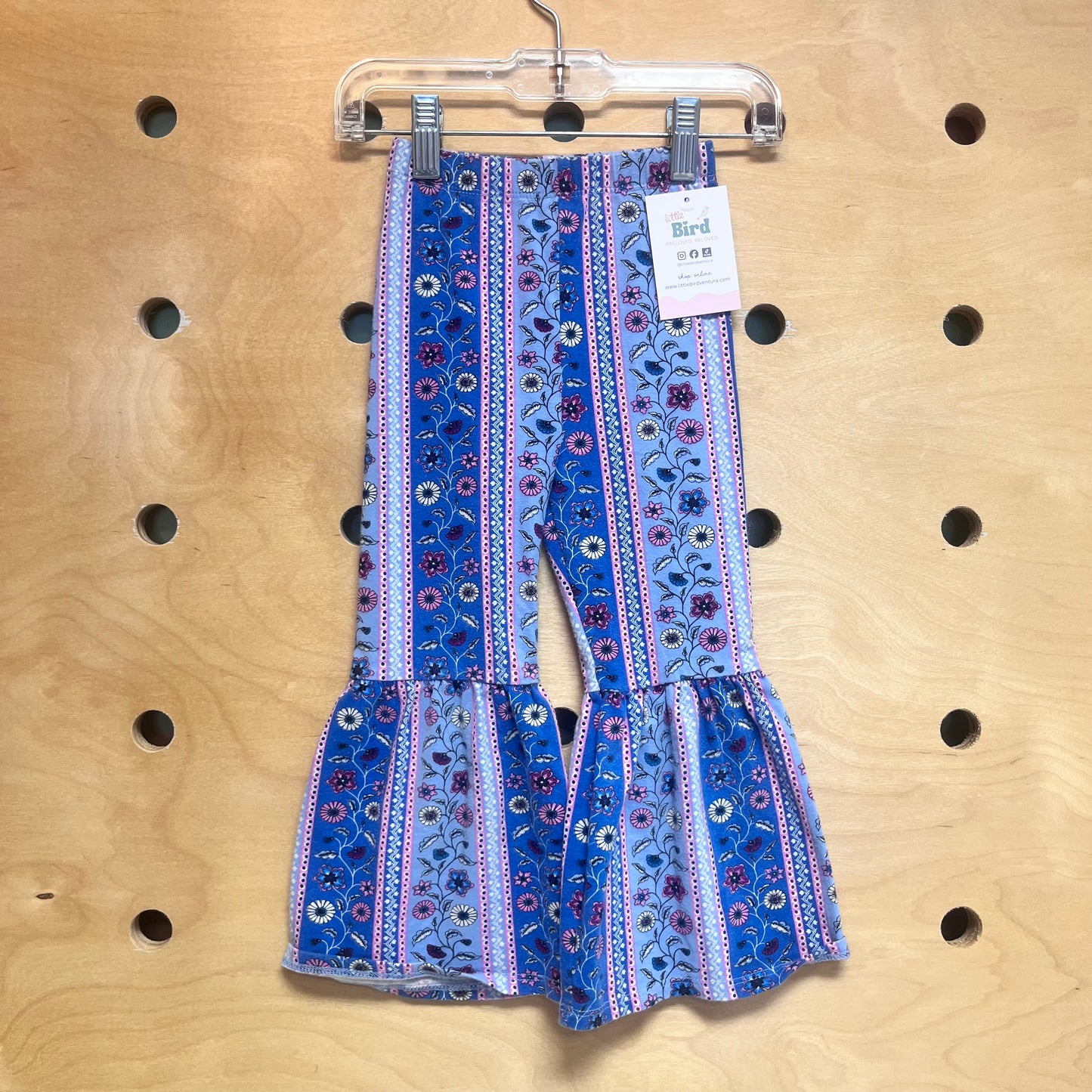 Blue/Pink Floral Flare Leggings