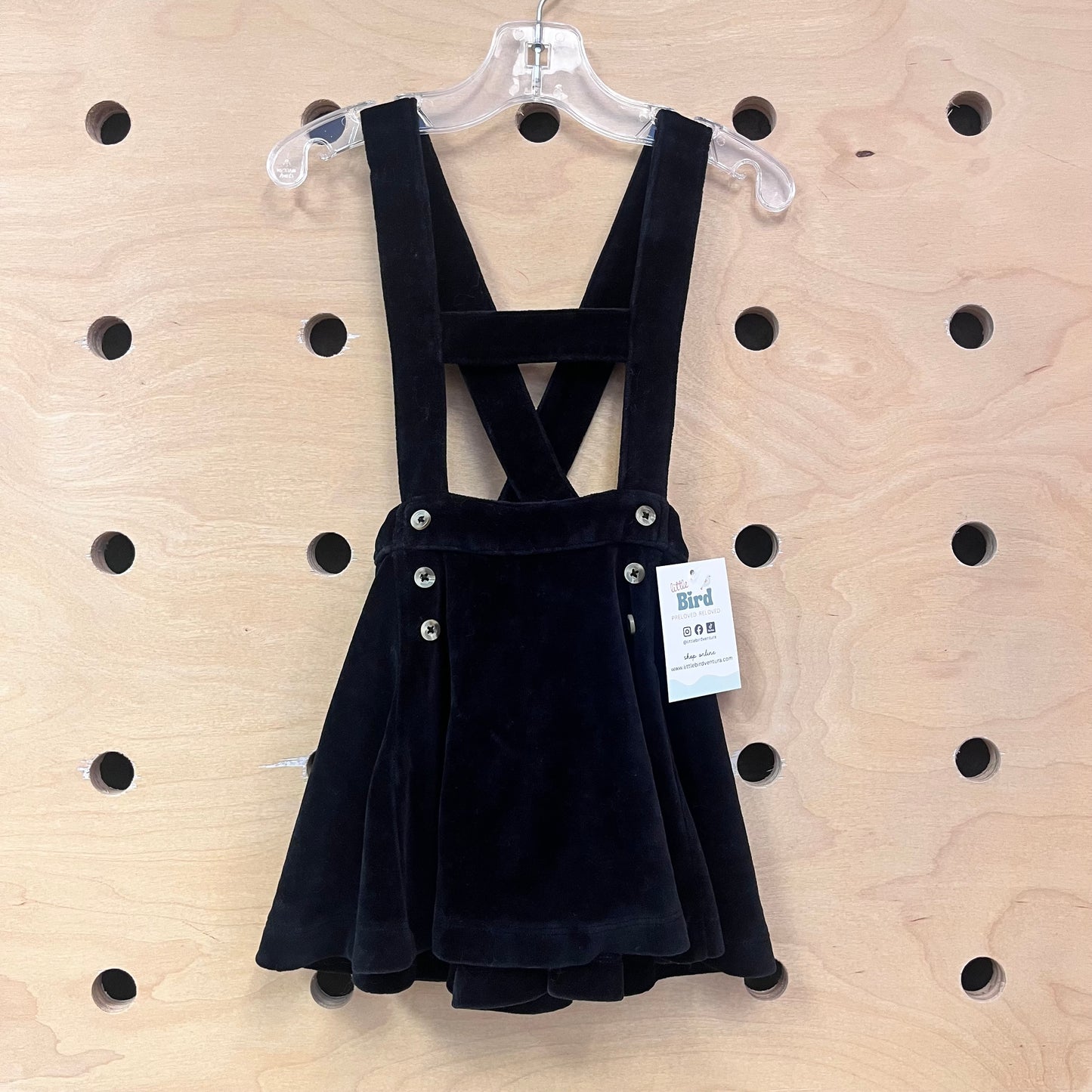Organic Black Velour Suspender Skirt