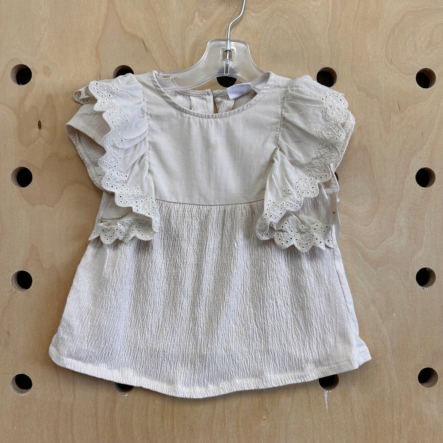 Beige Ruffle Eyelet Top