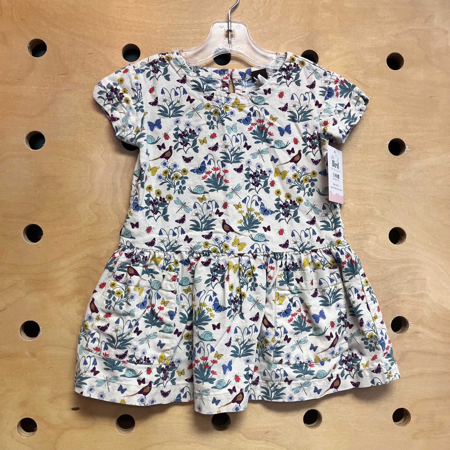 White/Multicolor Floral Insects Dress