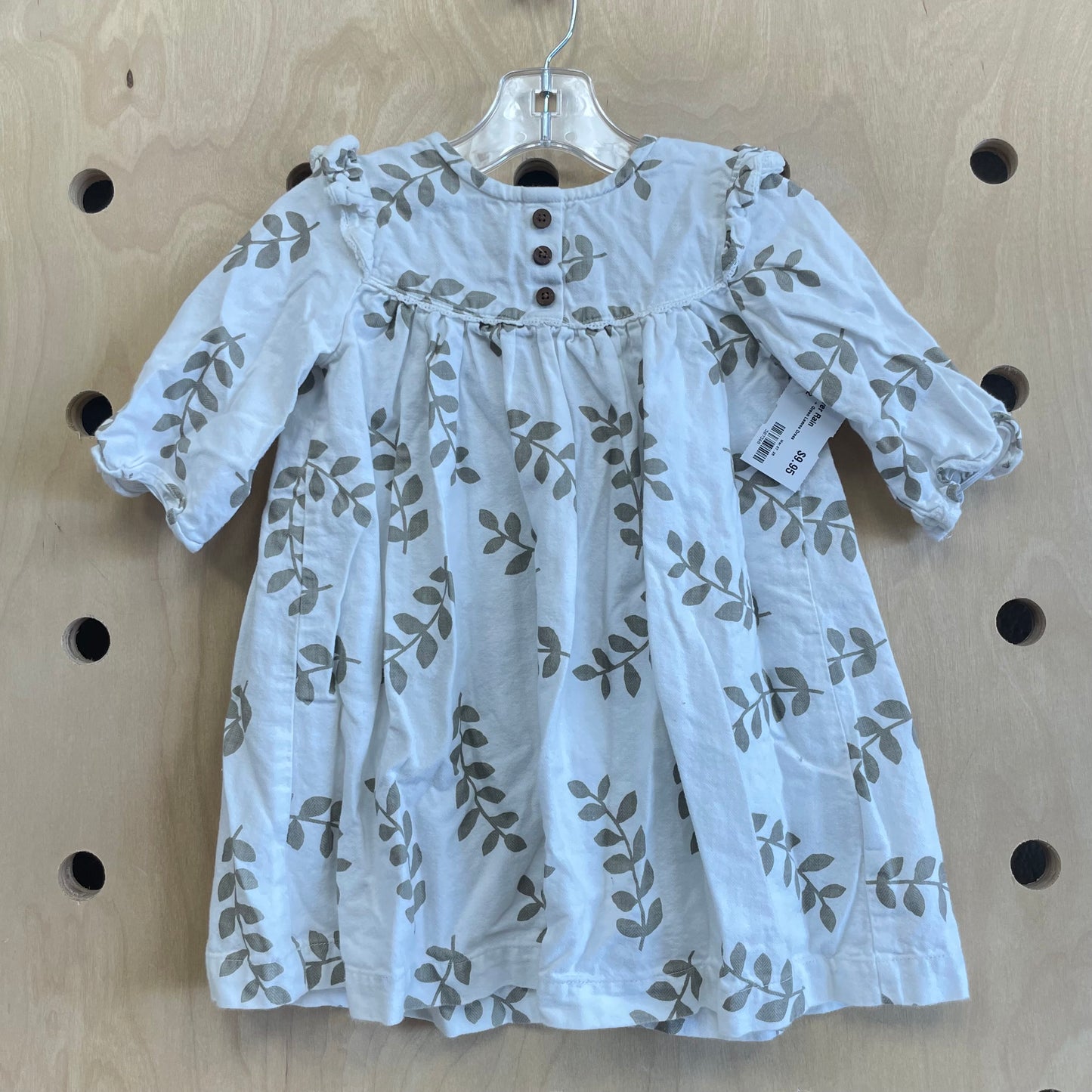 White + Green Leaves Dress