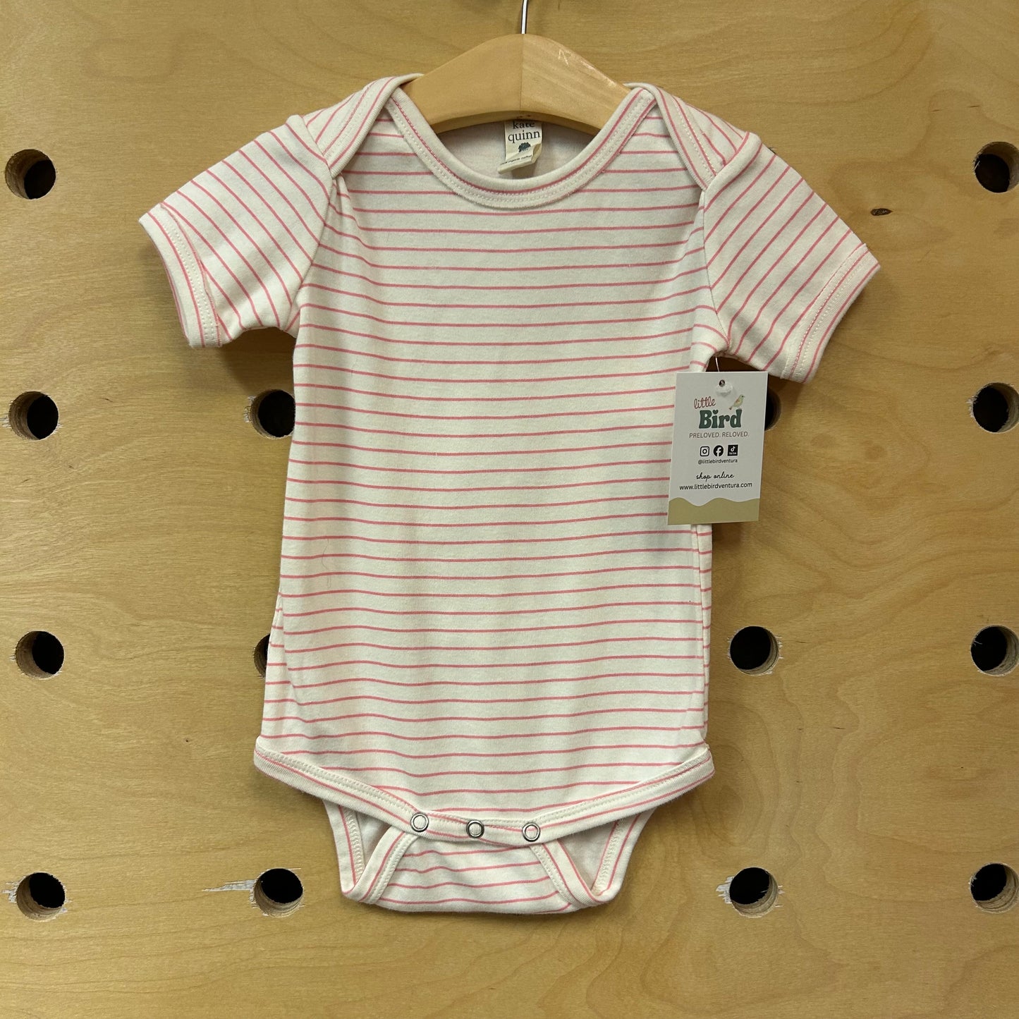 Organic Pink/White Striped Bodysuit