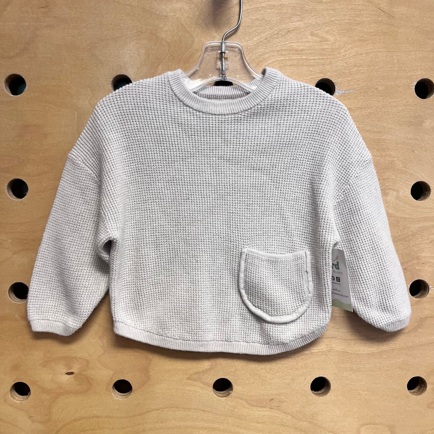 Cream Waffle Knit Pocket Sweater