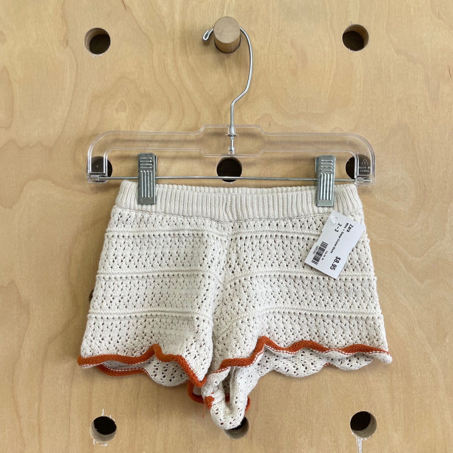 White + Orange Crochet Shorts