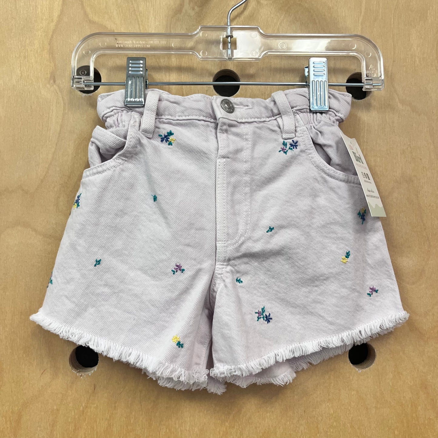 Lavender Embroidered Denim Shorts
