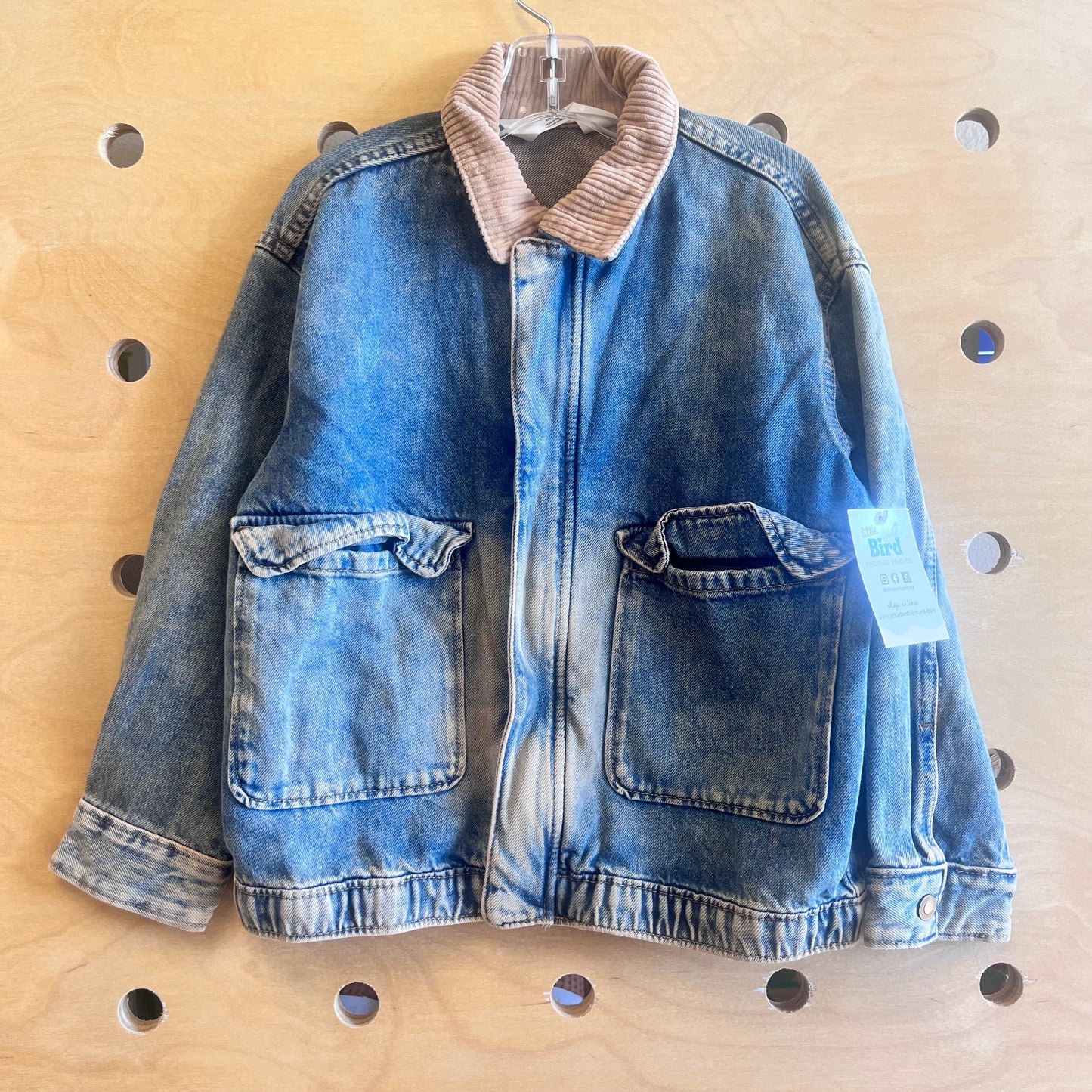 Brown Cord Collared Denim Jacket