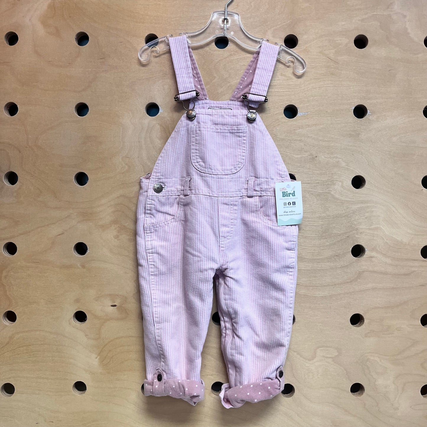 Pink Striped Cotton Lined Overalls