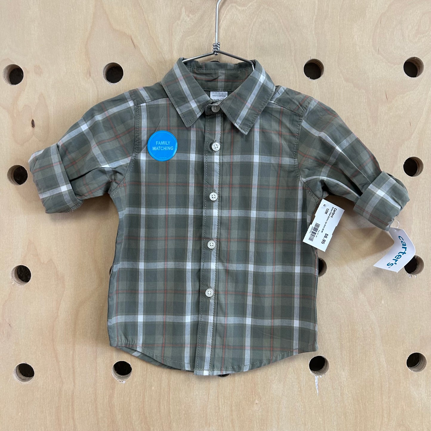 Green Plaid Button Up Shirt NEW!