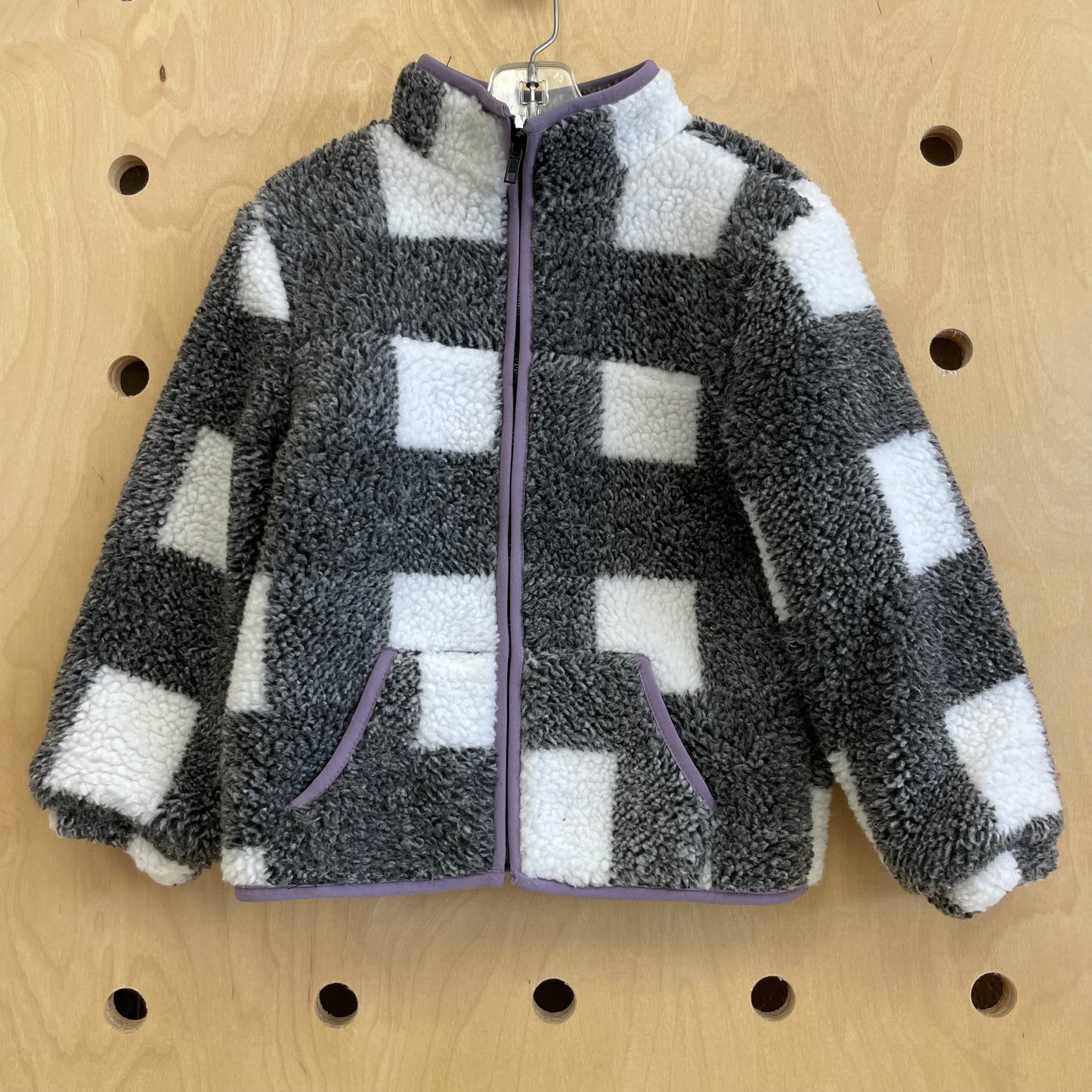 Fuzzy Grey Checkerboard Jacket NEW!