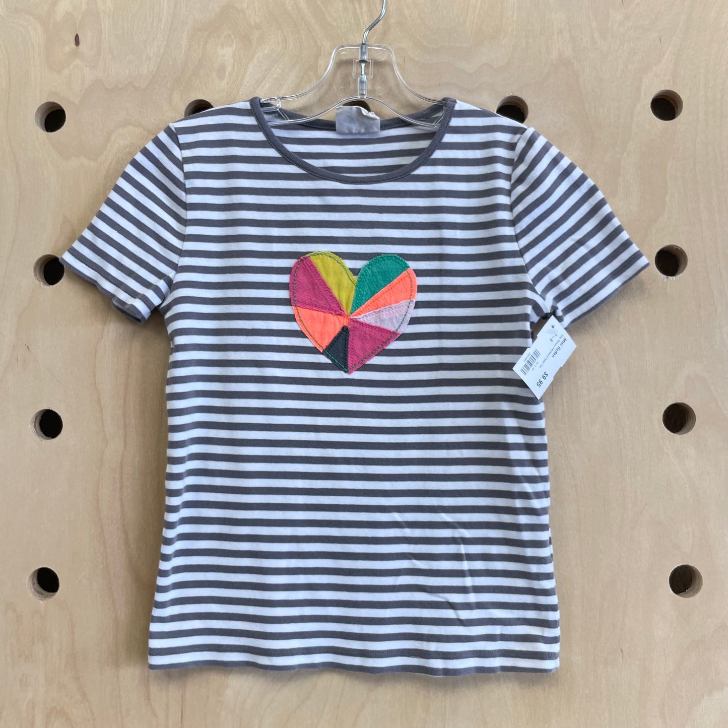 Grey Striped Patchwork Heart Tee