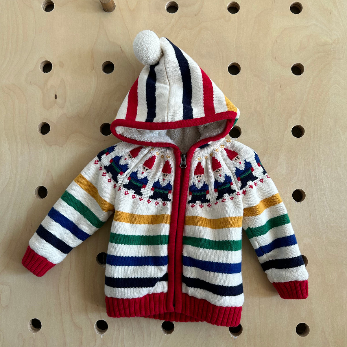 Gnome Knit Colorful Lined Zip Hoodie
