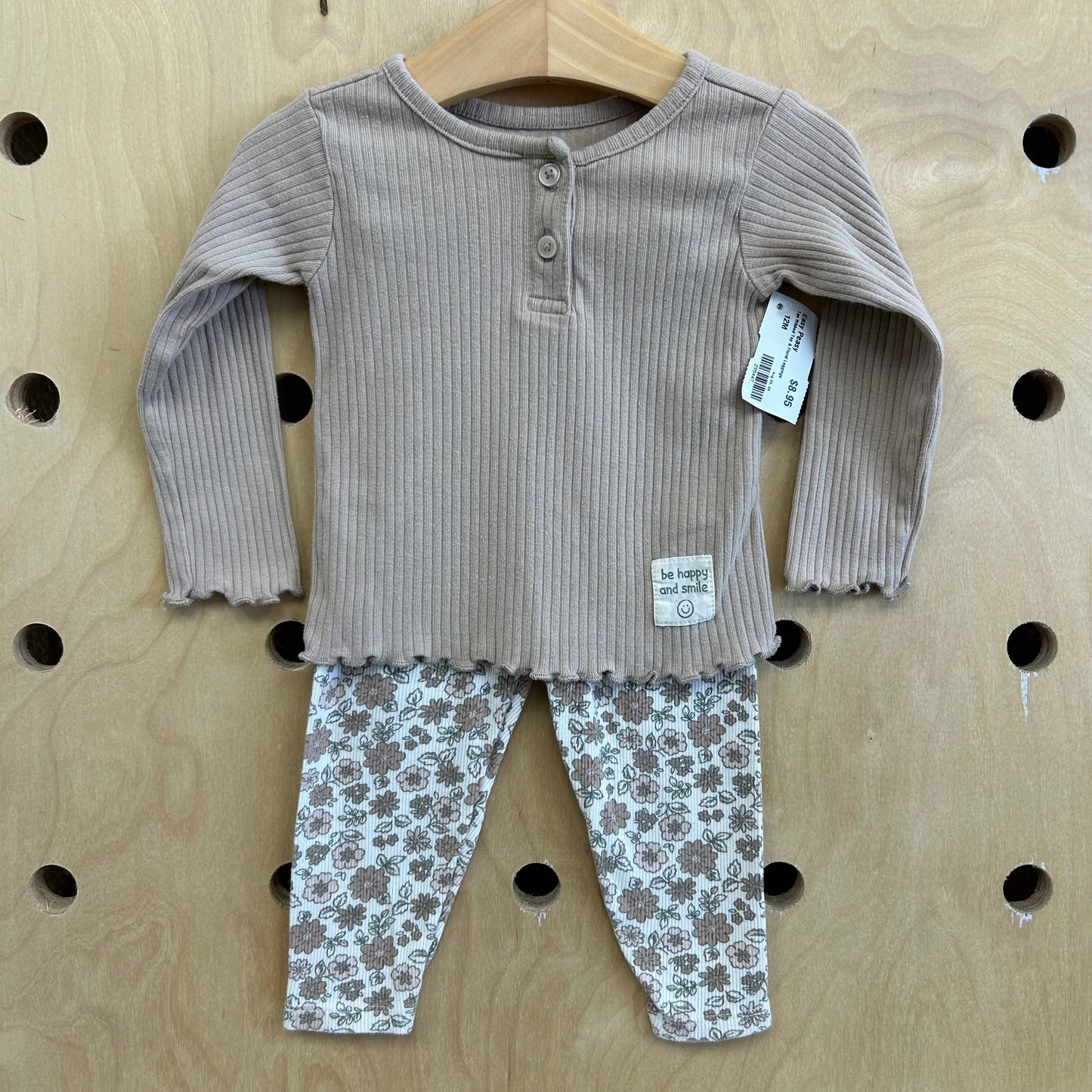 Tan Ribbed Top & Floral Leggings