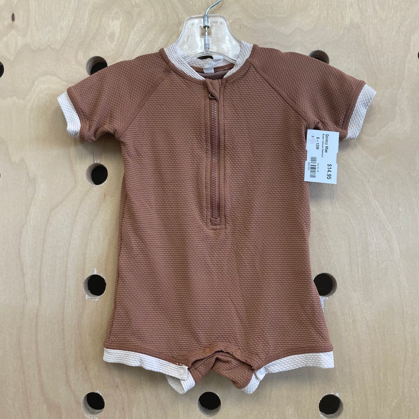 Brown Textured Swimsuit