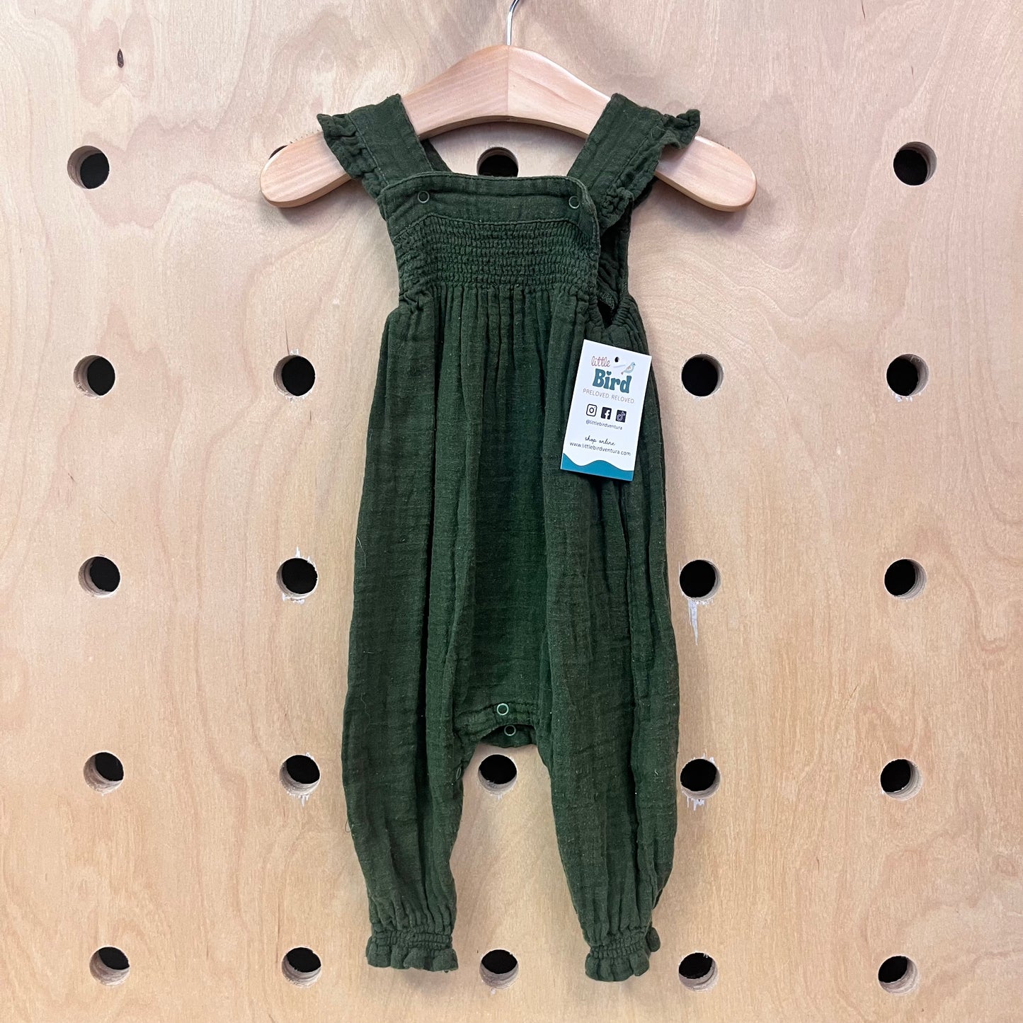 Forest Green Gauze Romper
