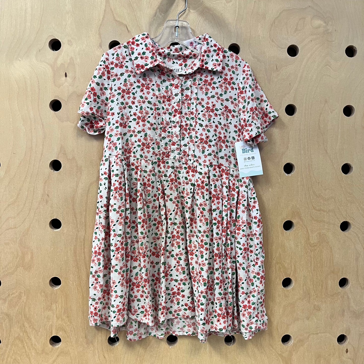 Beige + Orange Floral Dress