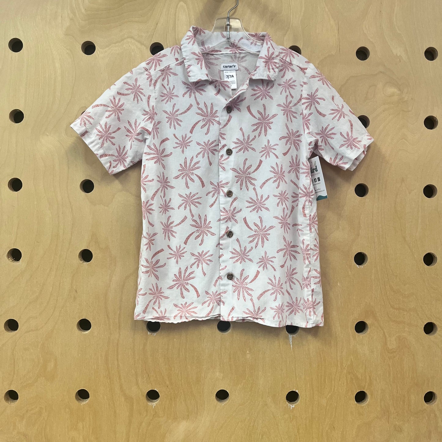 White + Red Palms Button Up