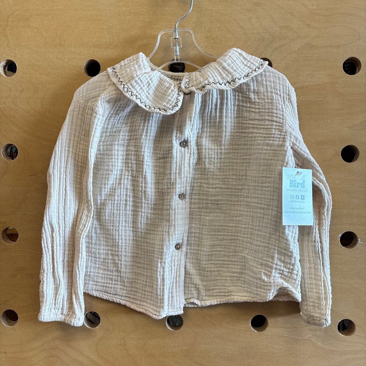 Cream Boxy Button Up Gauze Top
