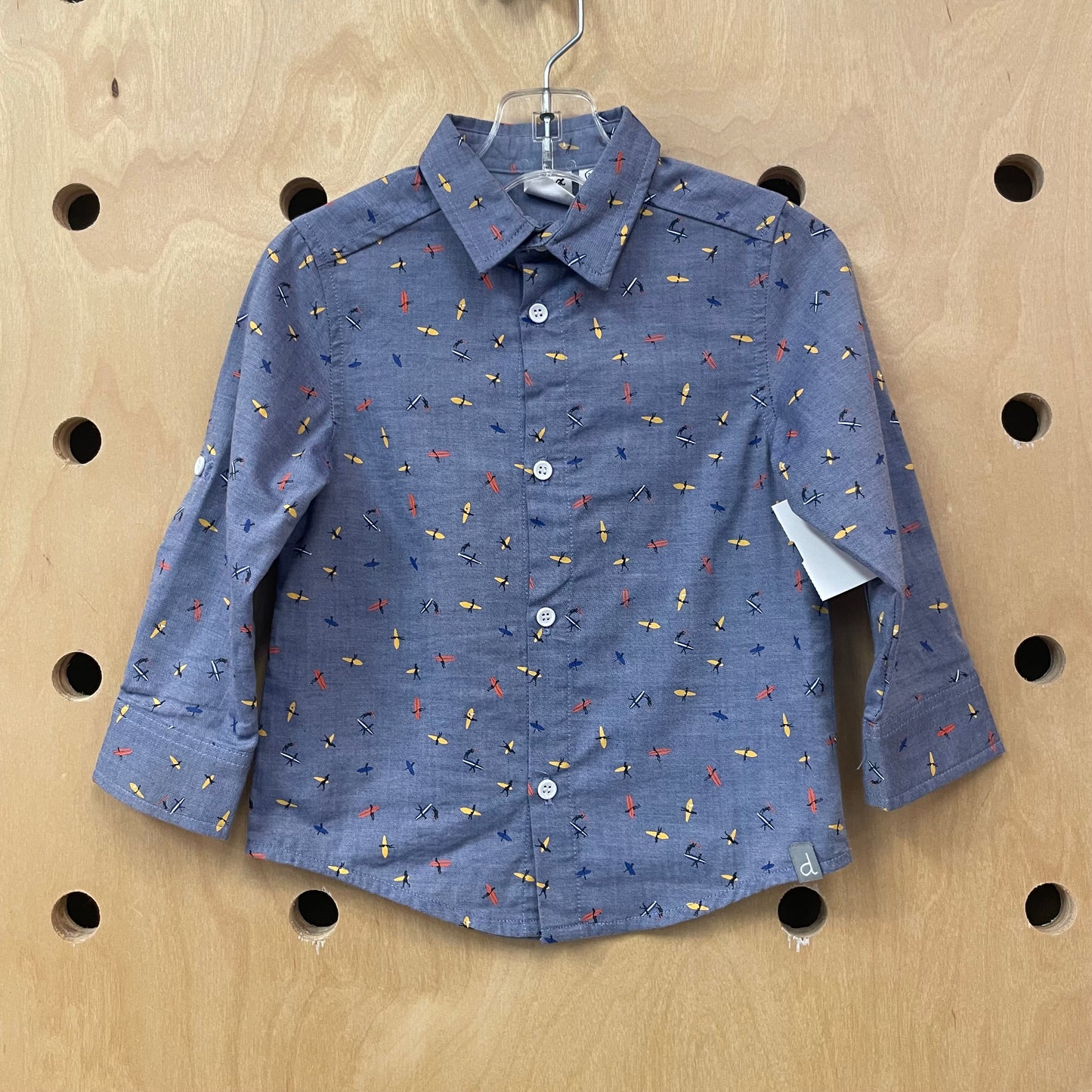 Blue Surfboard Button Up Shirt