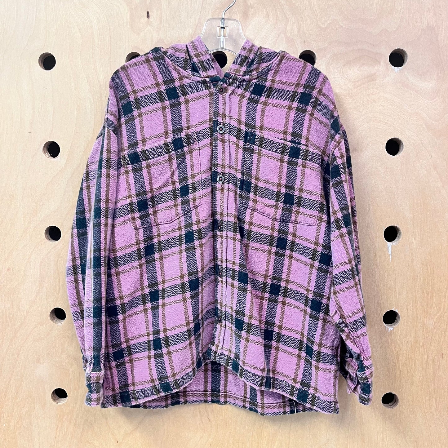 Mauve + Diamond Black Hoodie Flannel