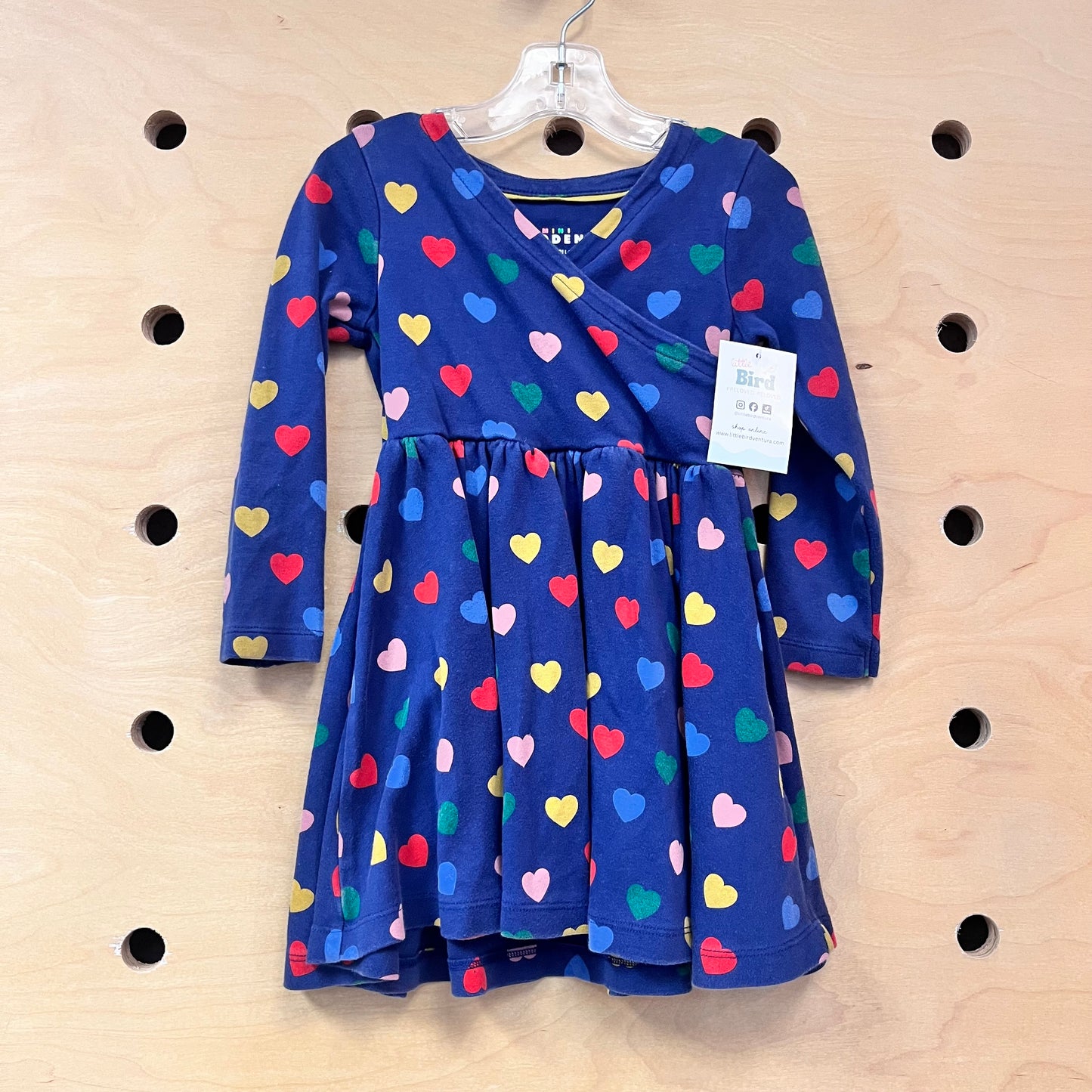 Navy/Colorful Hearts LS Cotton Dress