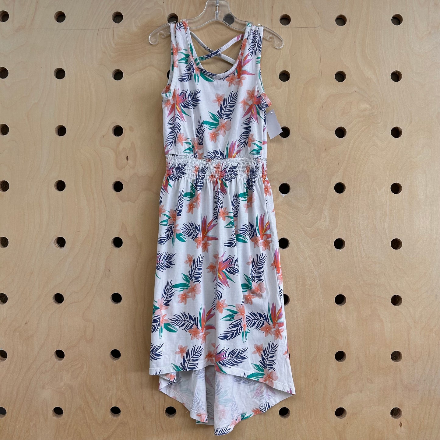 White Tropical Floral Dress