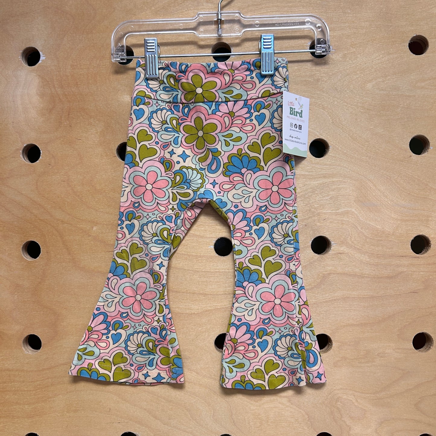 Pink/Blue Retro Floral Flare Leggings