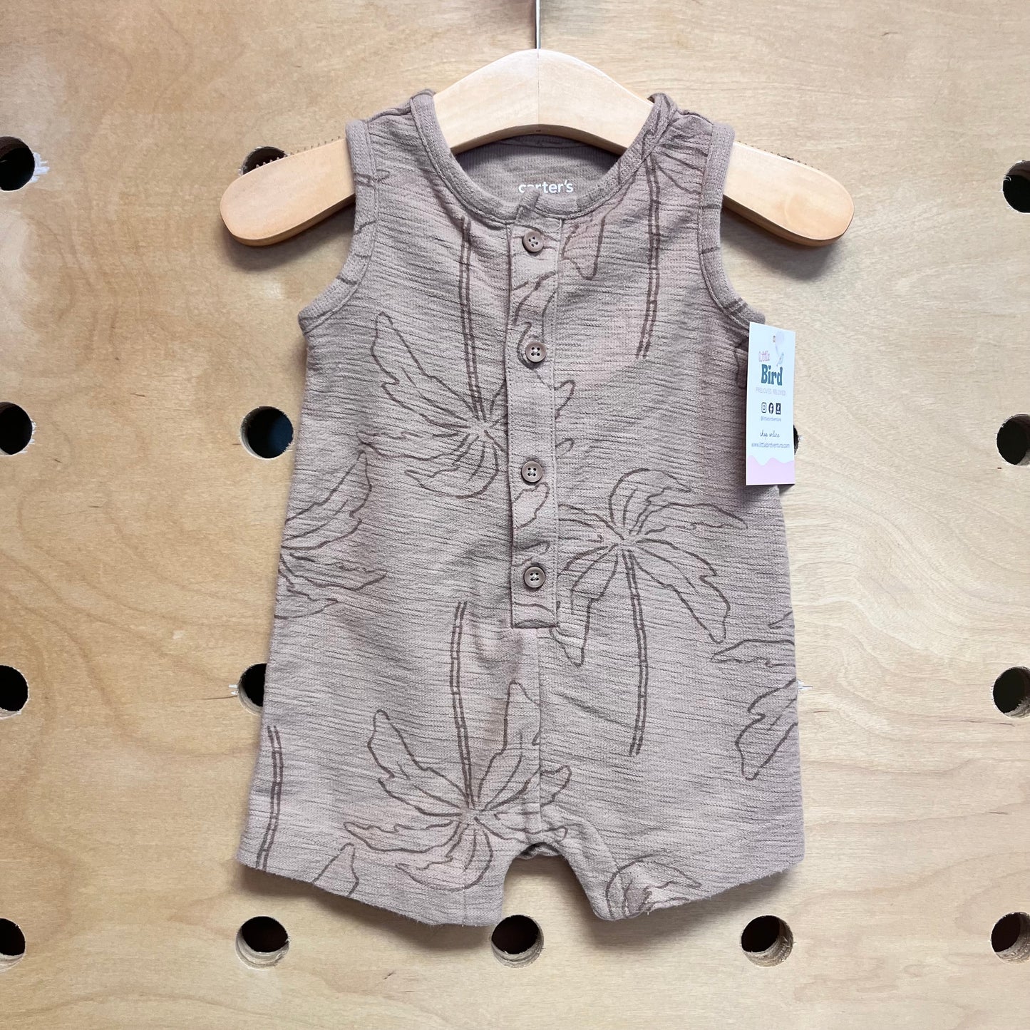 Brown Palm Tree Button Romper