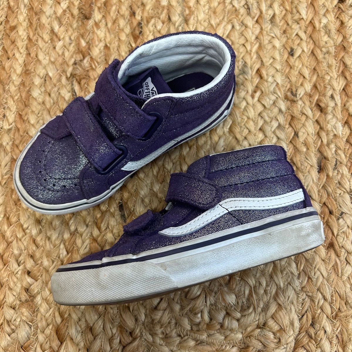Purple Metallic Velcro Mid Tops