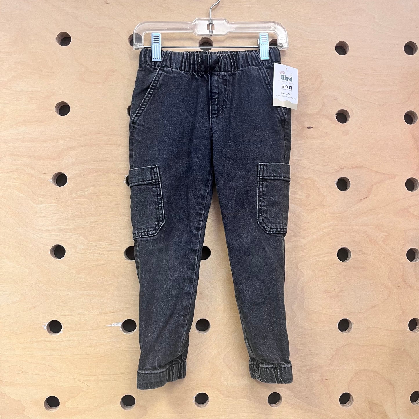 Grey Cargo Pull On Denim Joggers