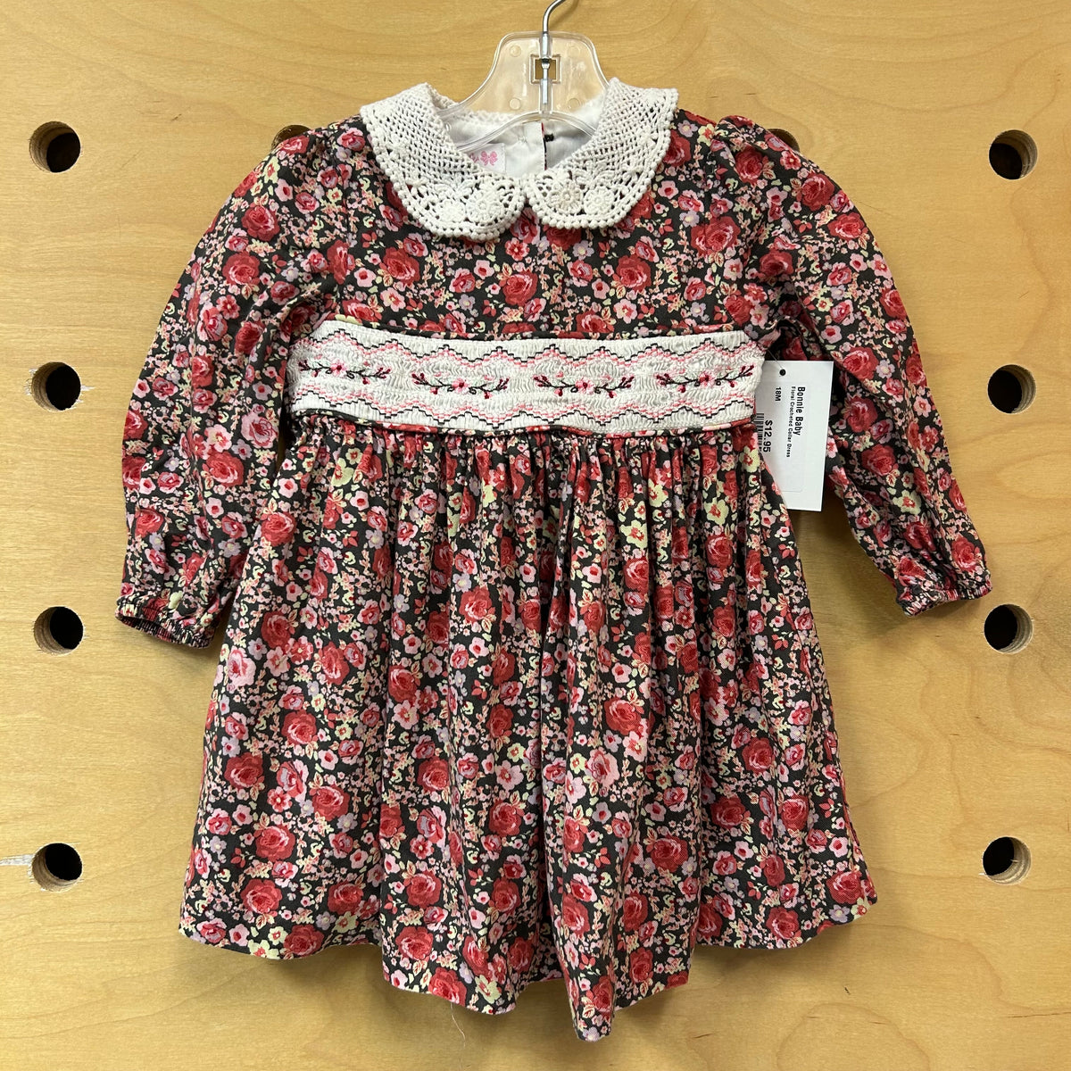 Floral Crocheted Collar Dress