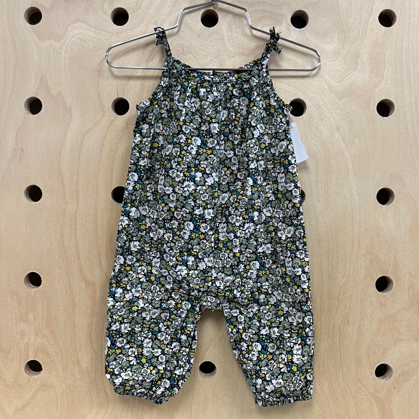 Black+Green Floral Romper