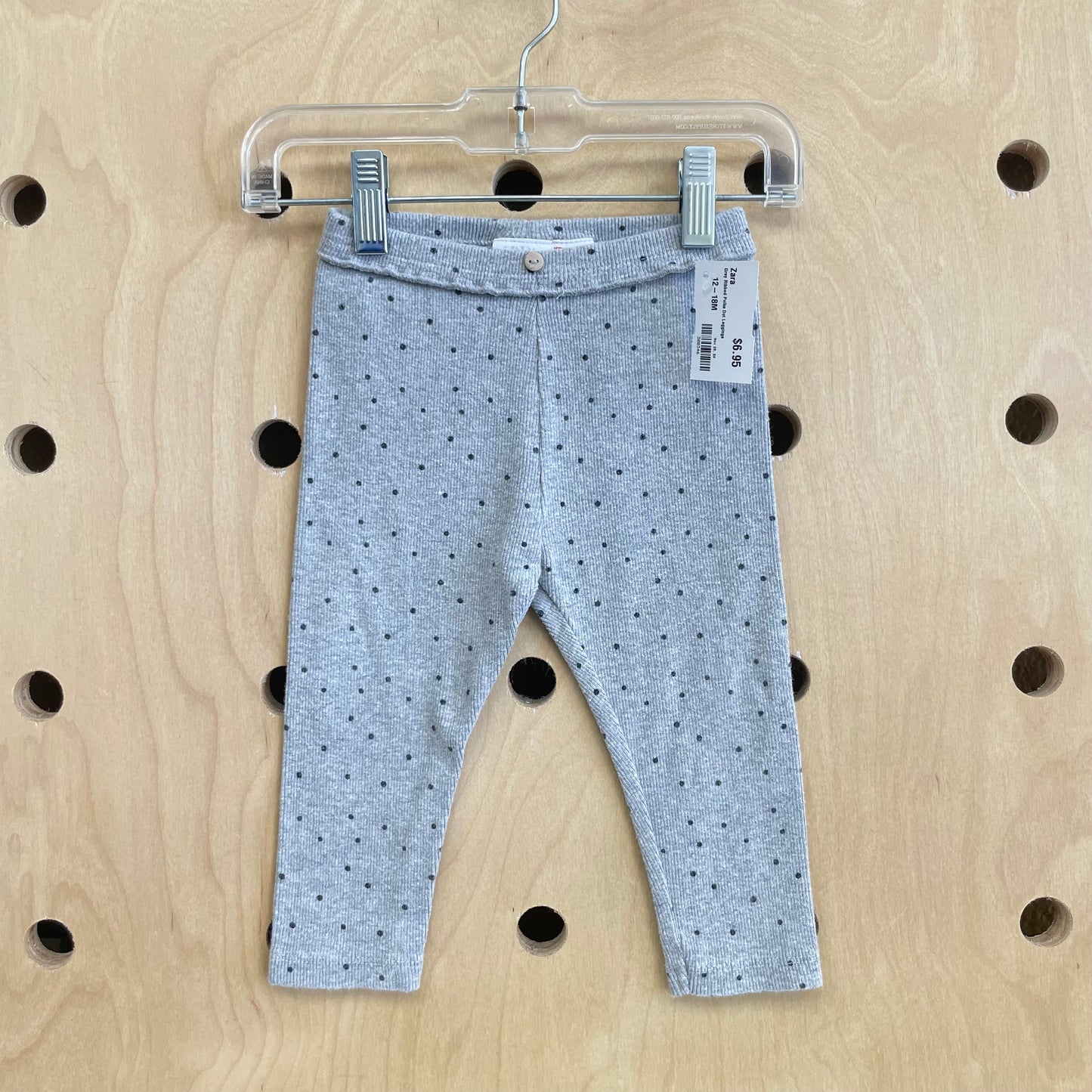 Grey Ribbed Polka Dot Leggings
