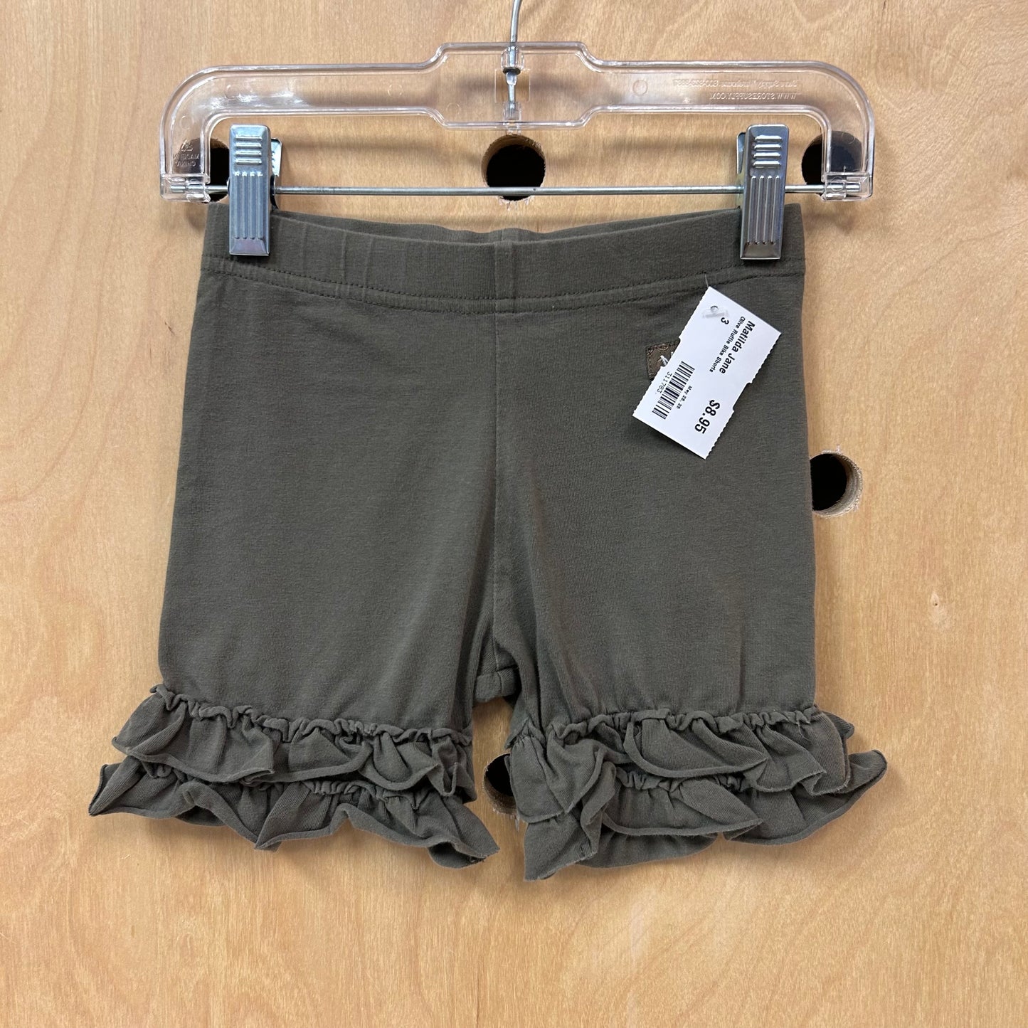 Olive Ruffle Bike Shorts