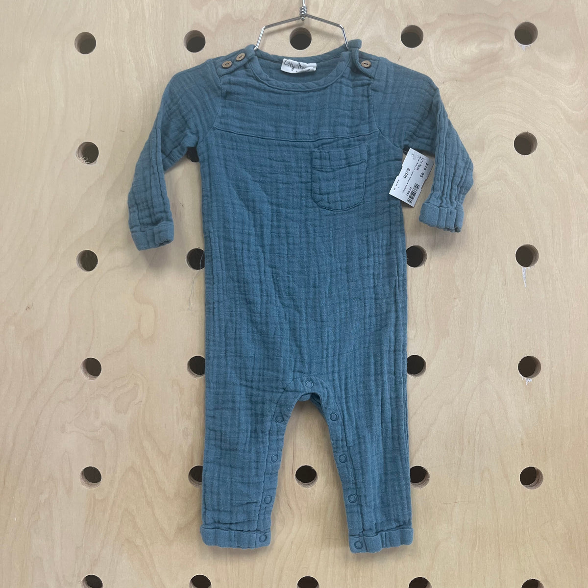 Blue Muslin Long Sleeve Bodysuit