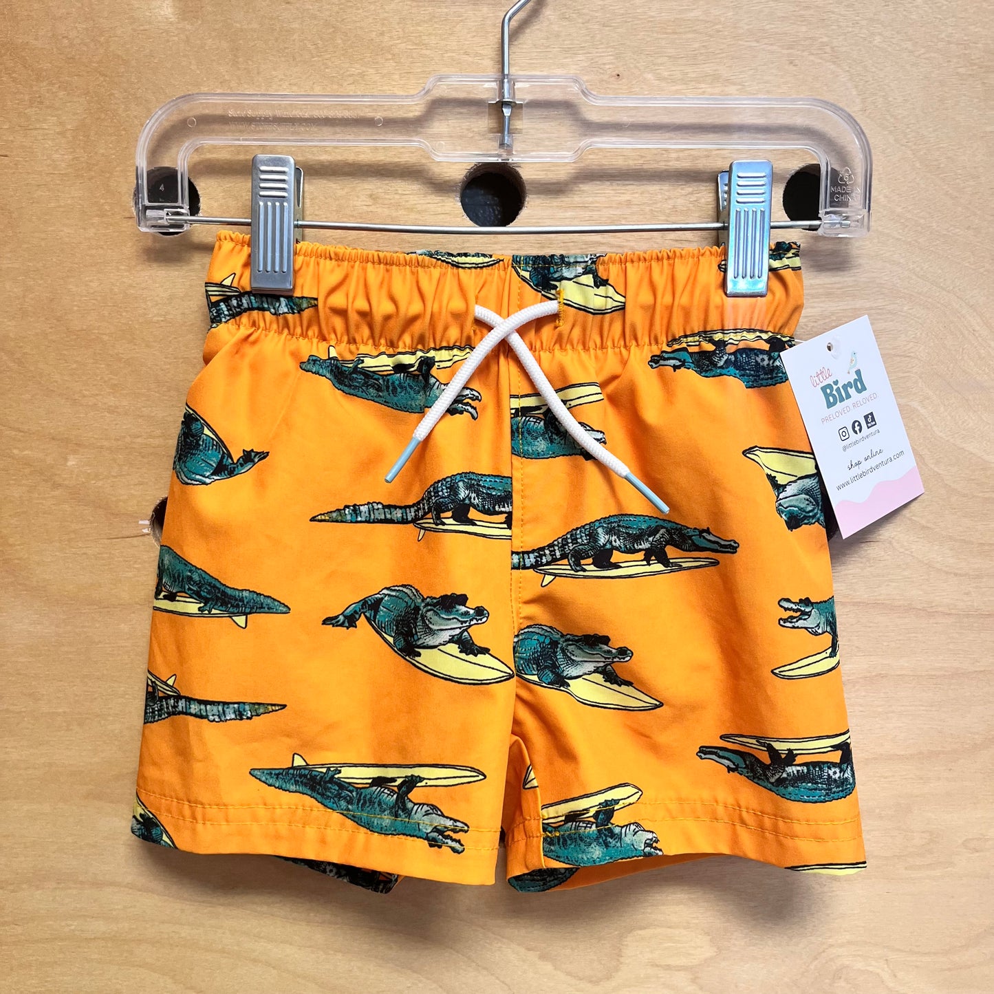 Orange Surfing Alligator Swim Trunks