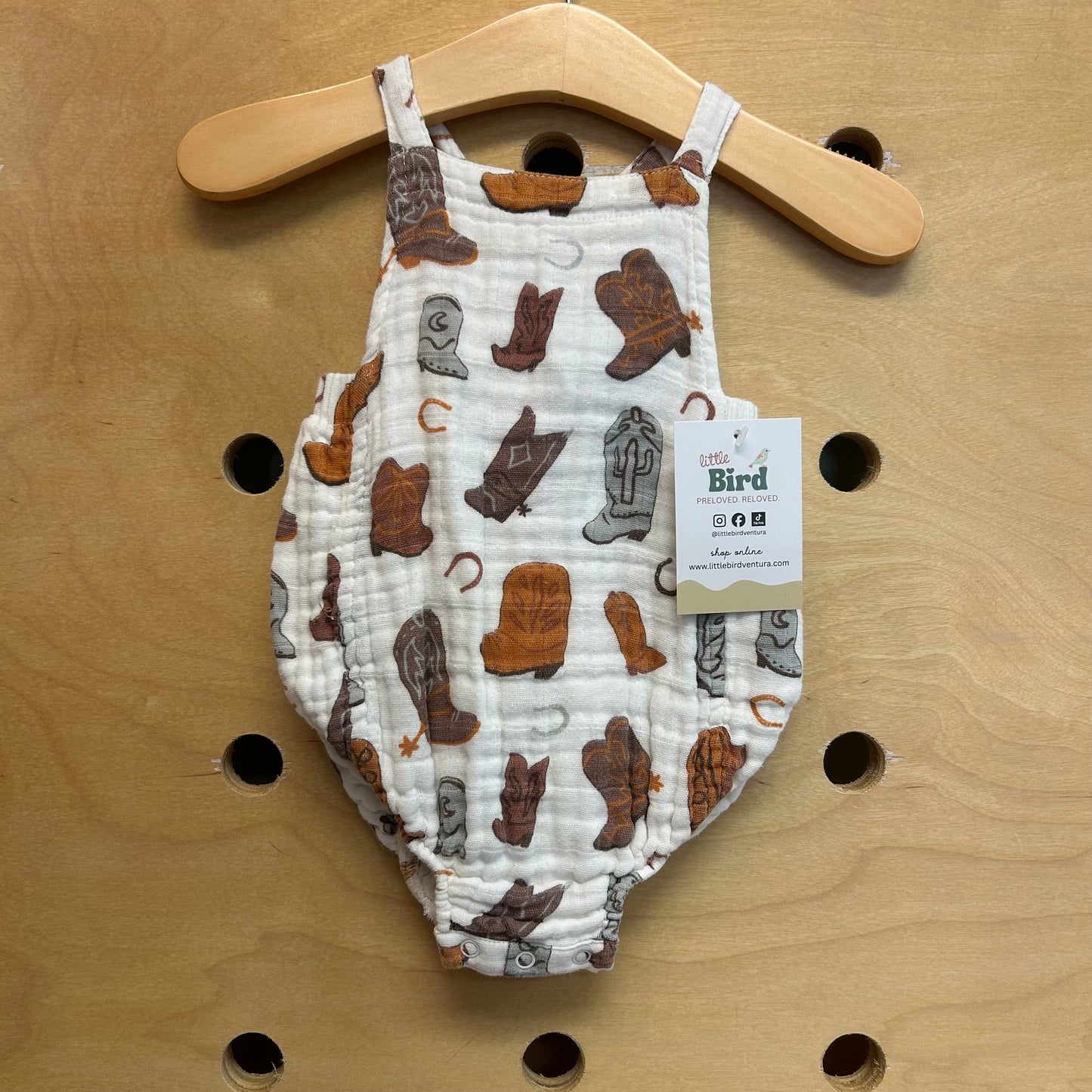 White Cowboy Boots Gauze Bubble Romper