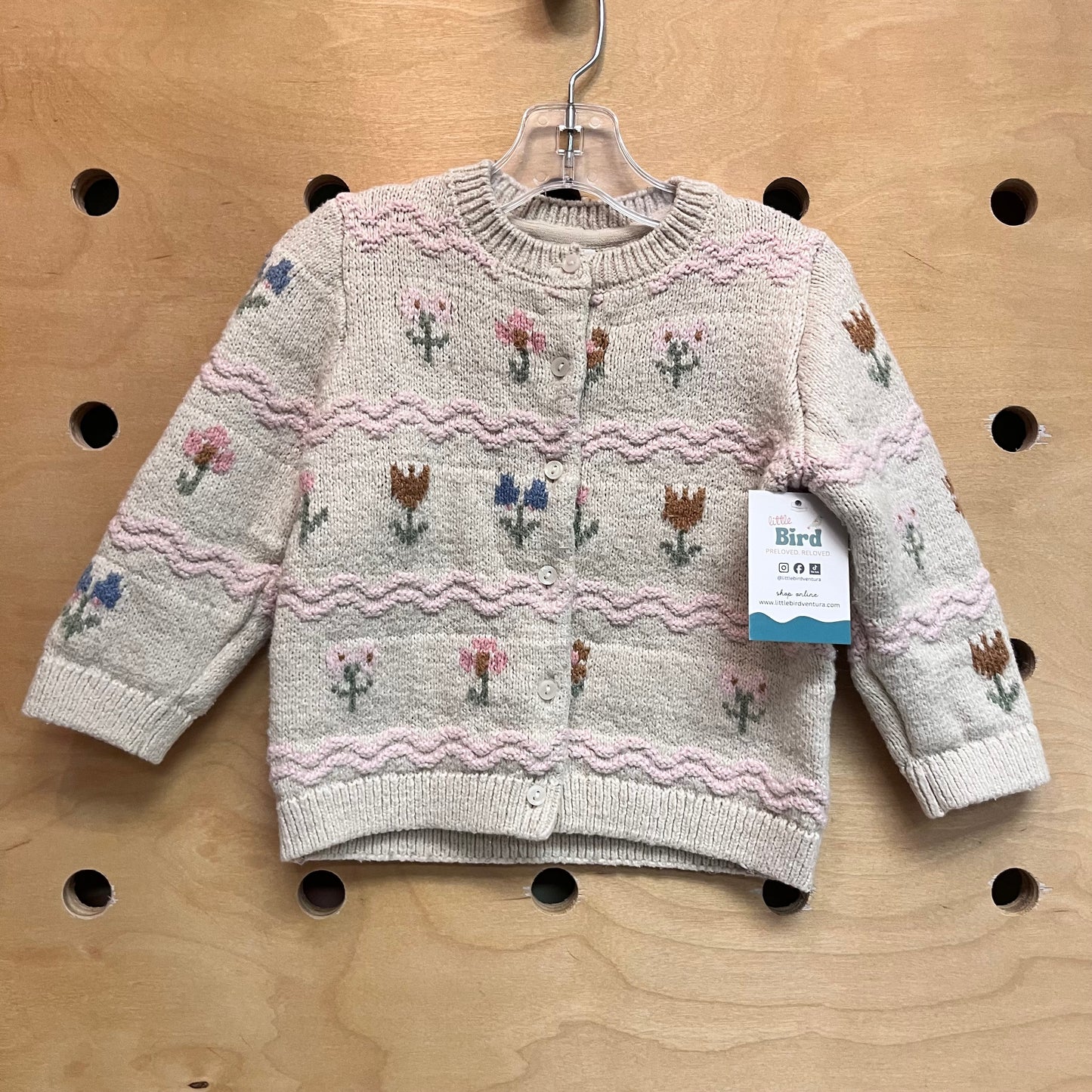 Beige Floral Cardigan