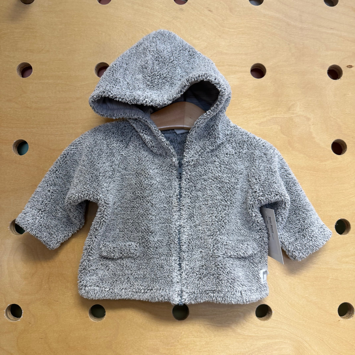 Grey Fuzzy Hooded Jacket