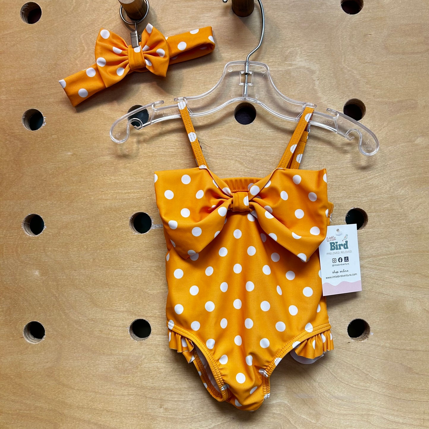 Yellow/White Polka Dot Bow Swimsuit