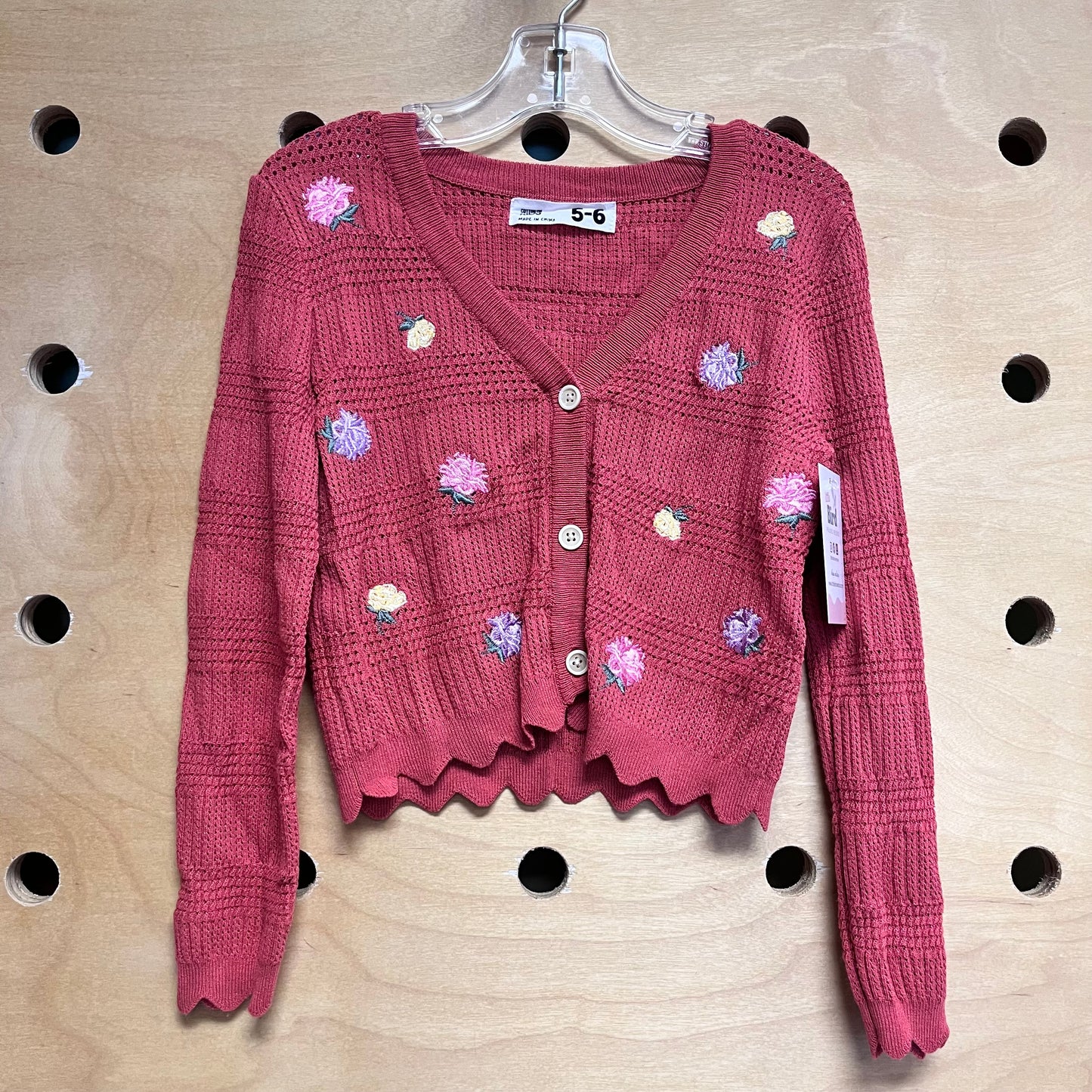 Rust Embroidered Knit Cardigan