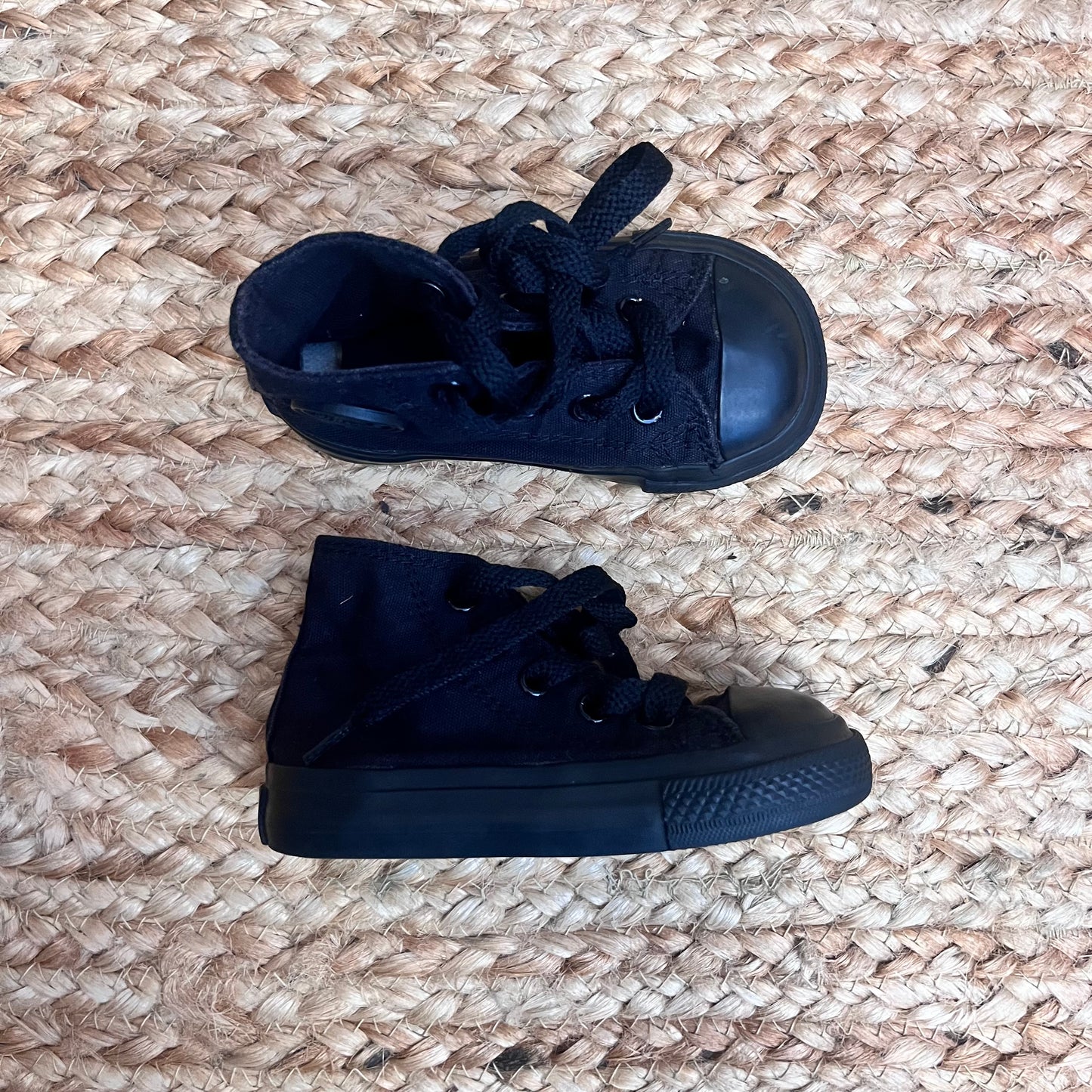 All Black High-Top Lace Sneakers
