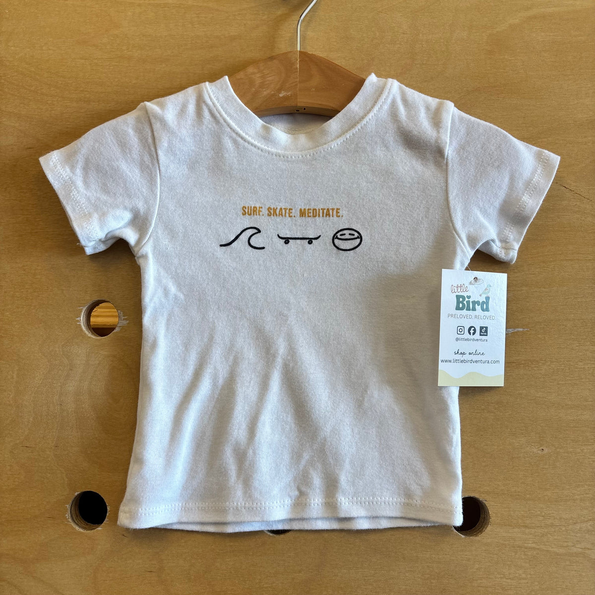 White Surf Skate Meditate Tee