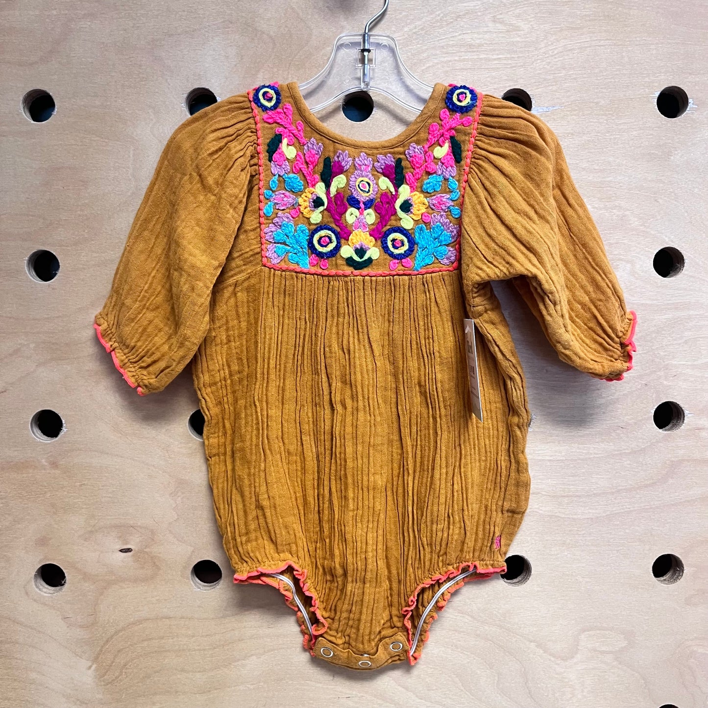 Mustard Colorful Embroidered Bodysuit