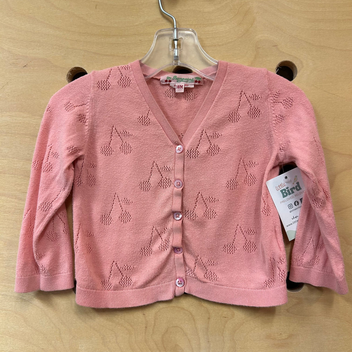 Pink Cherry Pointelle Cotton LS