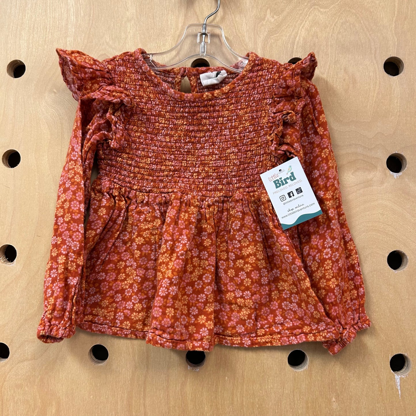 Rust Floral Smocked Top