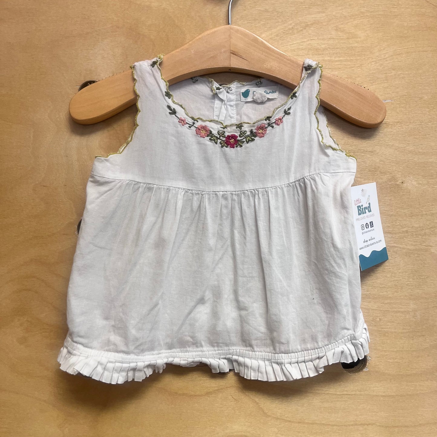 White Embroidered Floral Tank