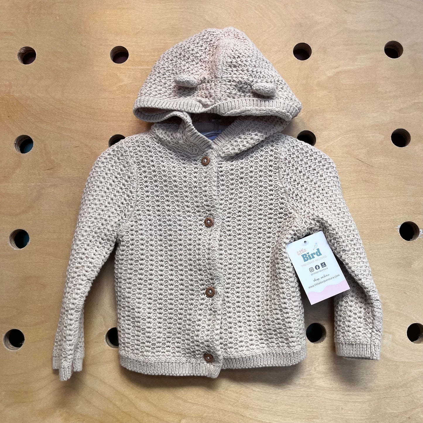 Cream Open Knit Hooded Sweater
