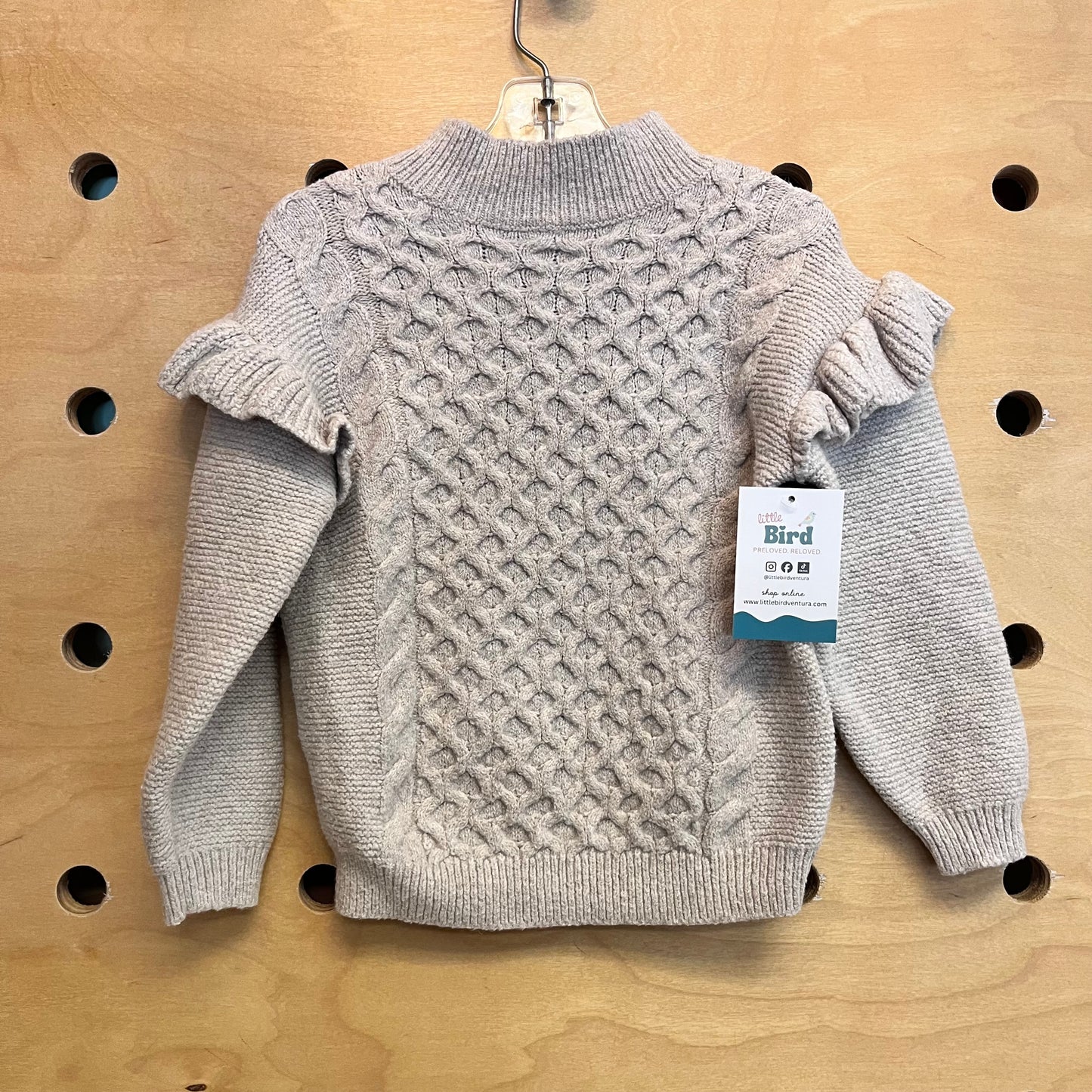 Greige Ruffle Sleeve Sweater